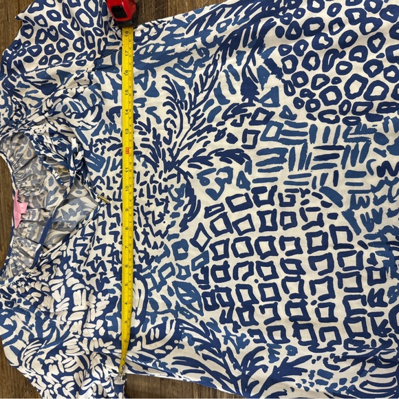 Lilly Pulitzer Blue White Print Long Sleeve Blouse Women’s Small - Picture 5 of 6